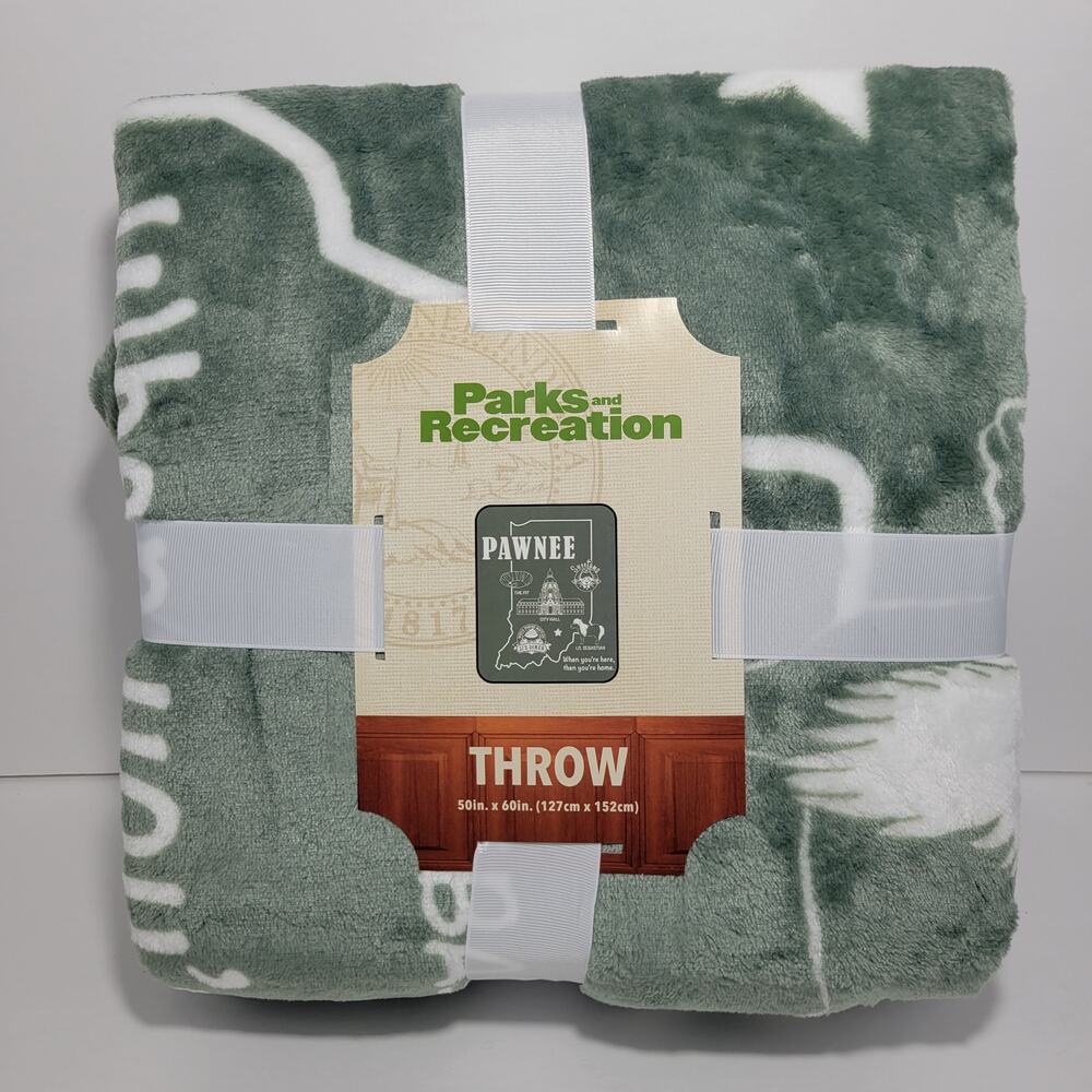 Parks and Recreation Fleece Throw Blanket " Pawnee " - NEW 50" x 60"